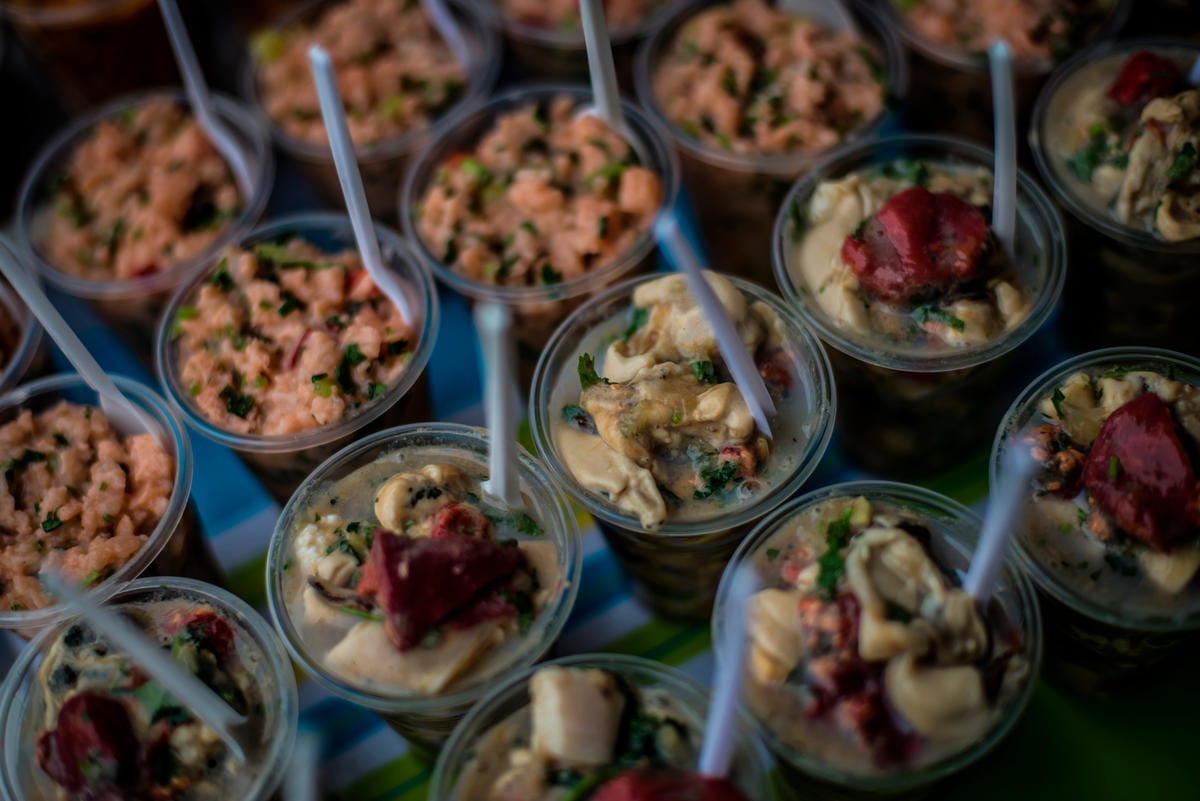 Fresh ceviche for sale at the market in Puerto Montt, in southern Chile.